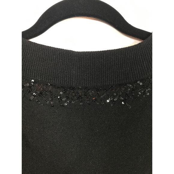 Lafayette 148 New York Sweater Large Black Beaded Sequin Capsule Office Classic - Picture 6 of 6